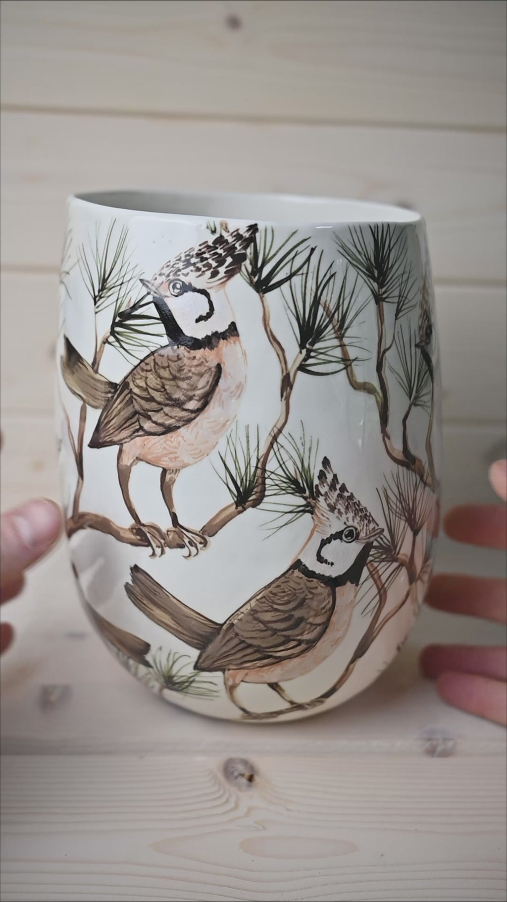 Crested Tit | Large Porcelain Vase