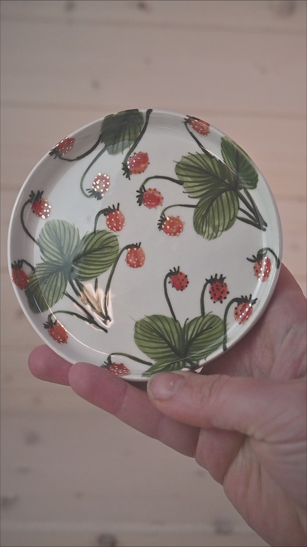 Hand Painted Porcelain Oval Plate | Wild Strawberry Botanical Ceramic