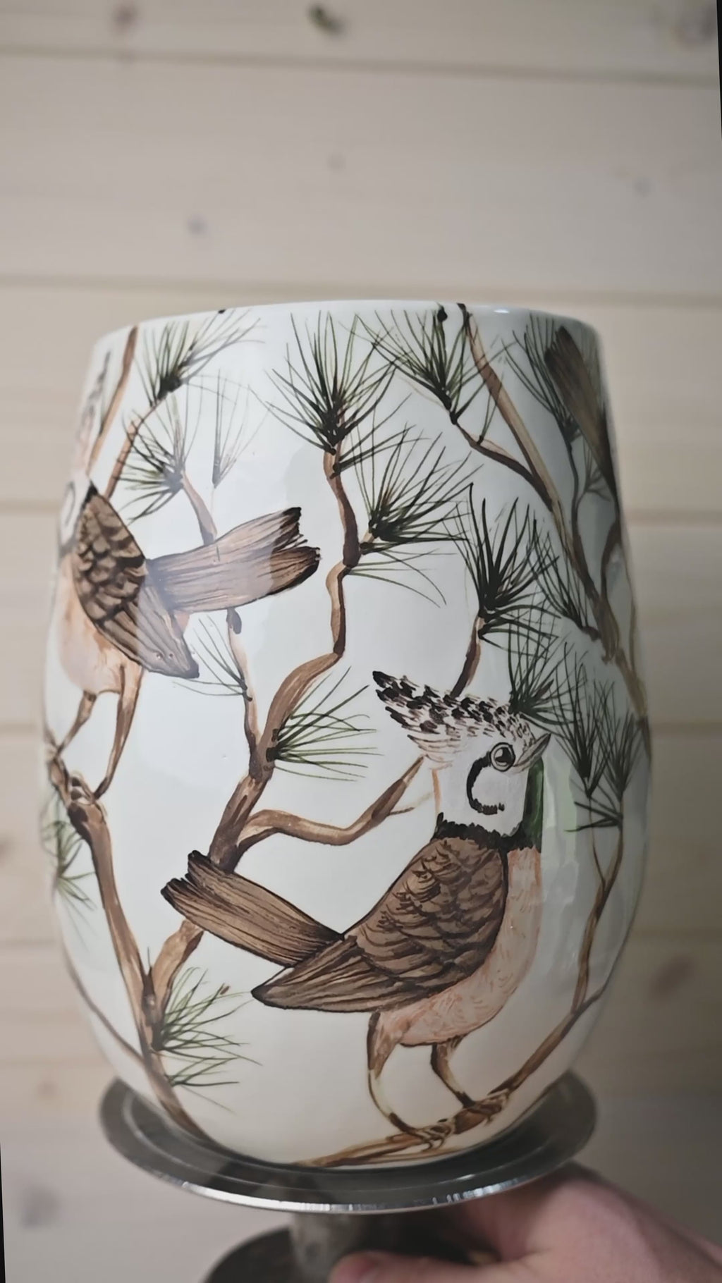 Crested Tit | Large Porcelain Vase