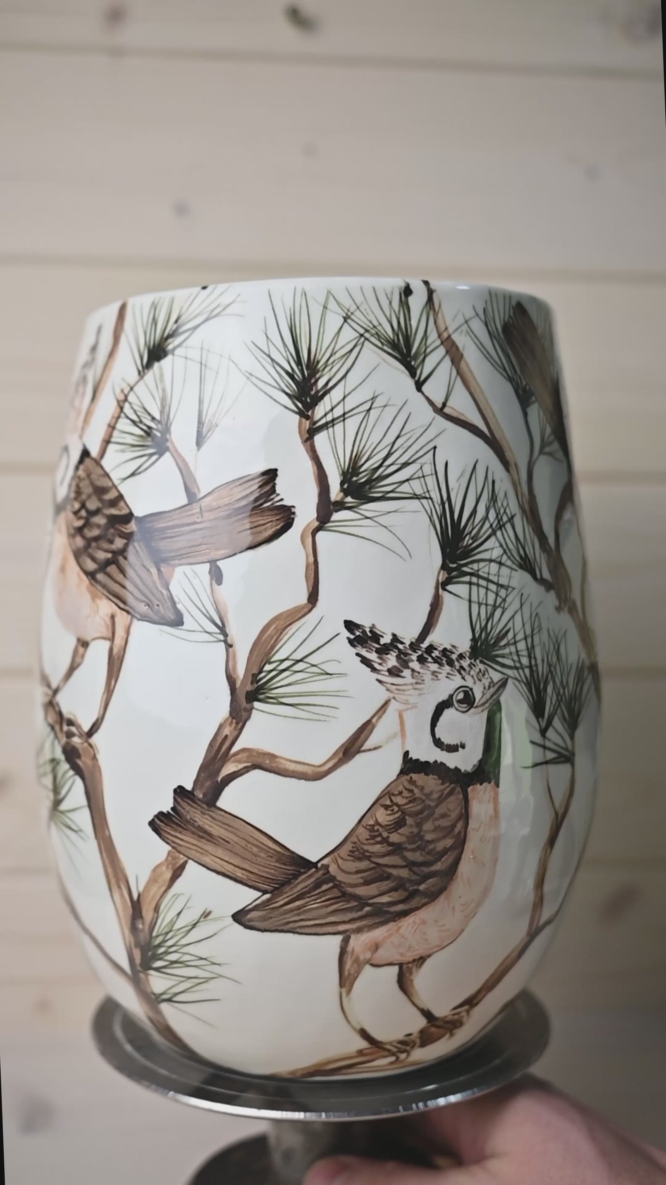 Crested Tit | Large Porcelain Vase